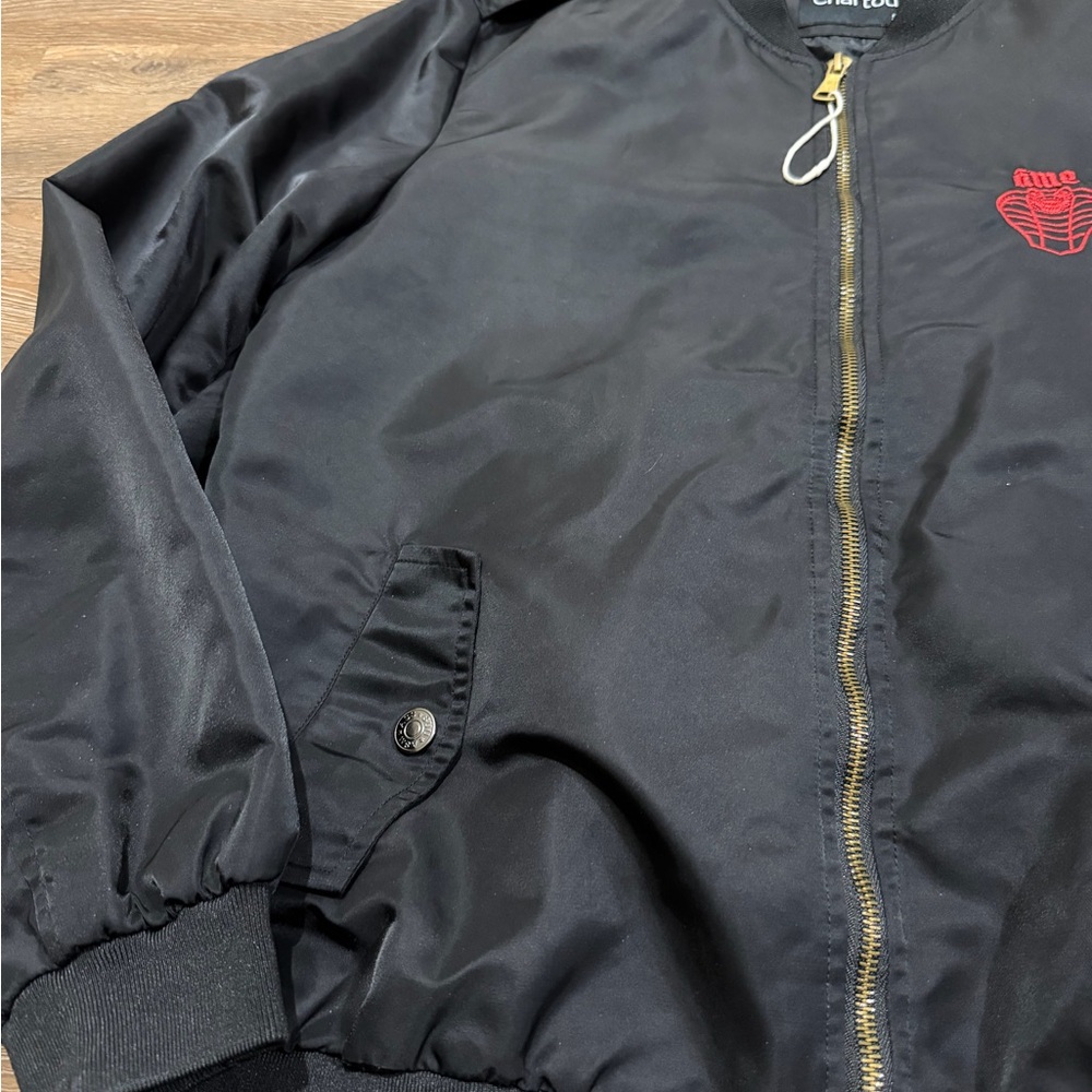 Chartou Black Bomber Jacket with Snake Embroidery - Picture 3 of 9